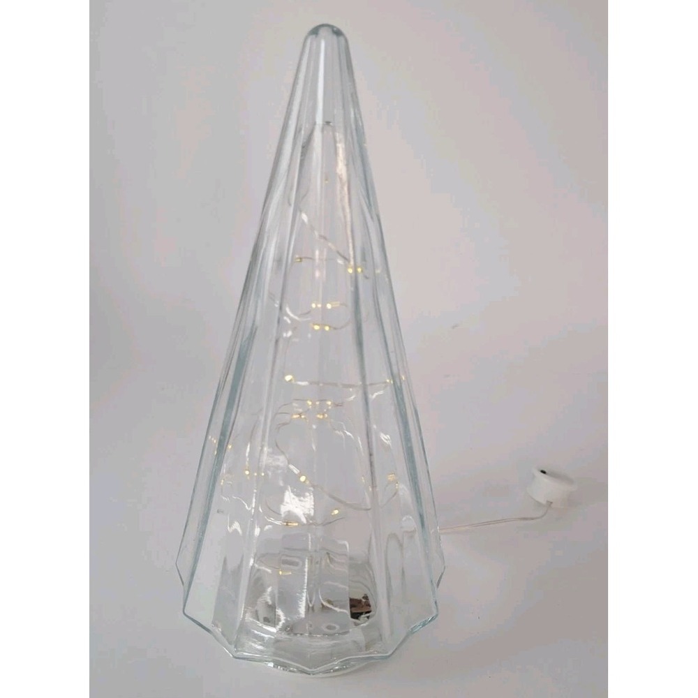 10" Target bullseye Lit Glass Light Up Christmas Cone Tree Table Lamp Decor